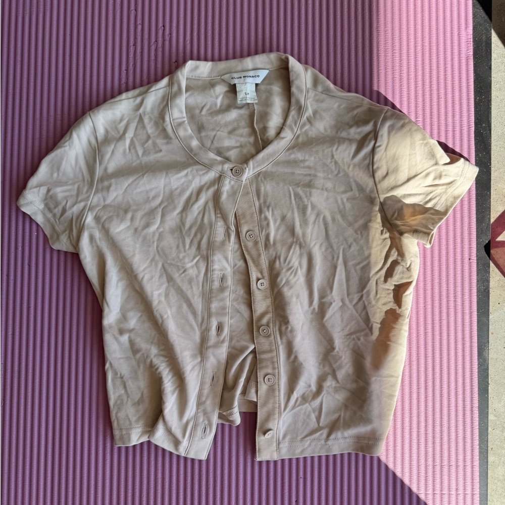 Women's Beige Button-Up Top